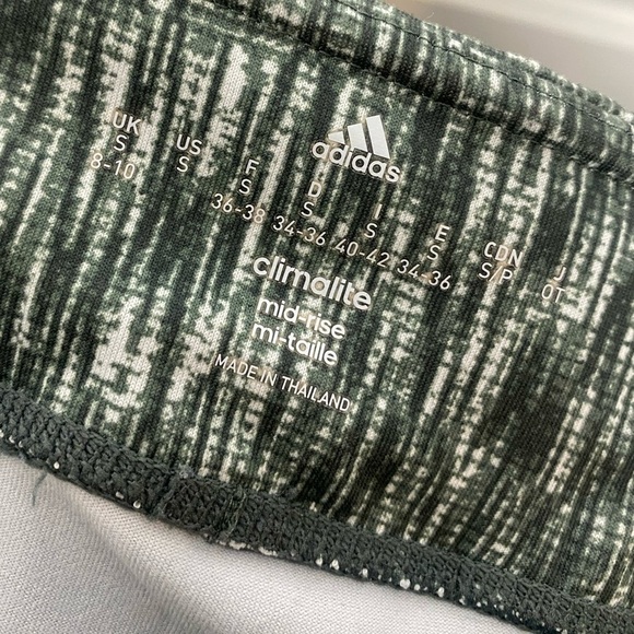 Adidas Green Climalite Cropped Workout Leggings Size Small Mid Rise - Picture 3 of 3